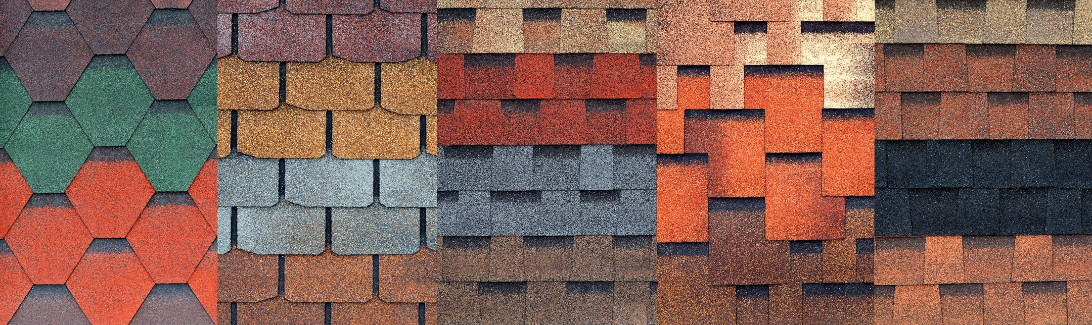 series of colorful roof shingles
