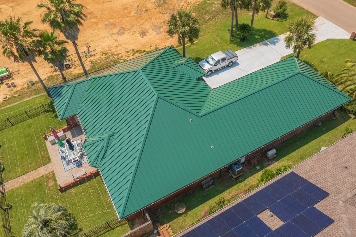 green metal roof