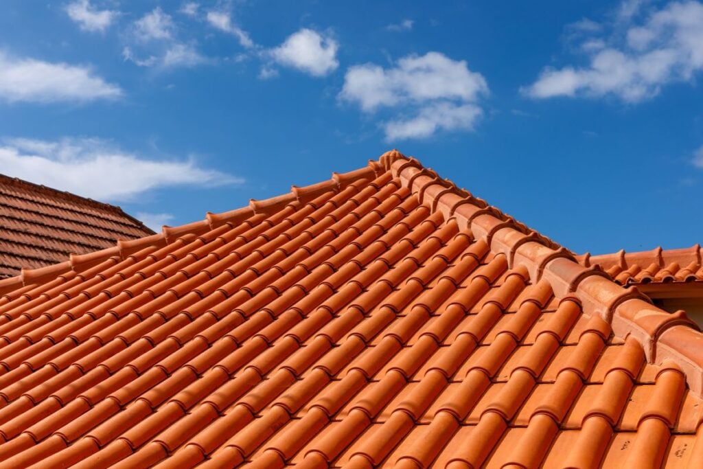 close-up view of tile roof