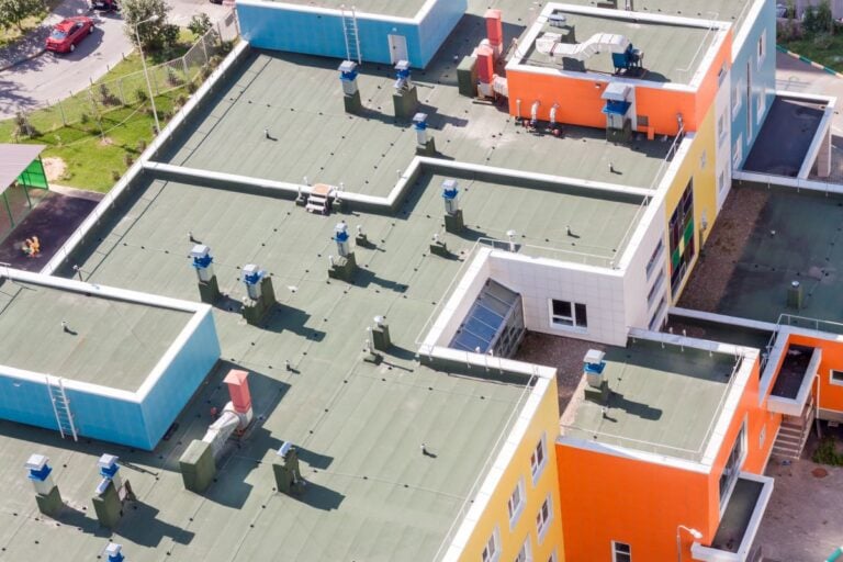 top view flat roof with air conditioners