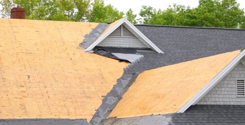 DIY roof replacement big house missing charcoal shingles