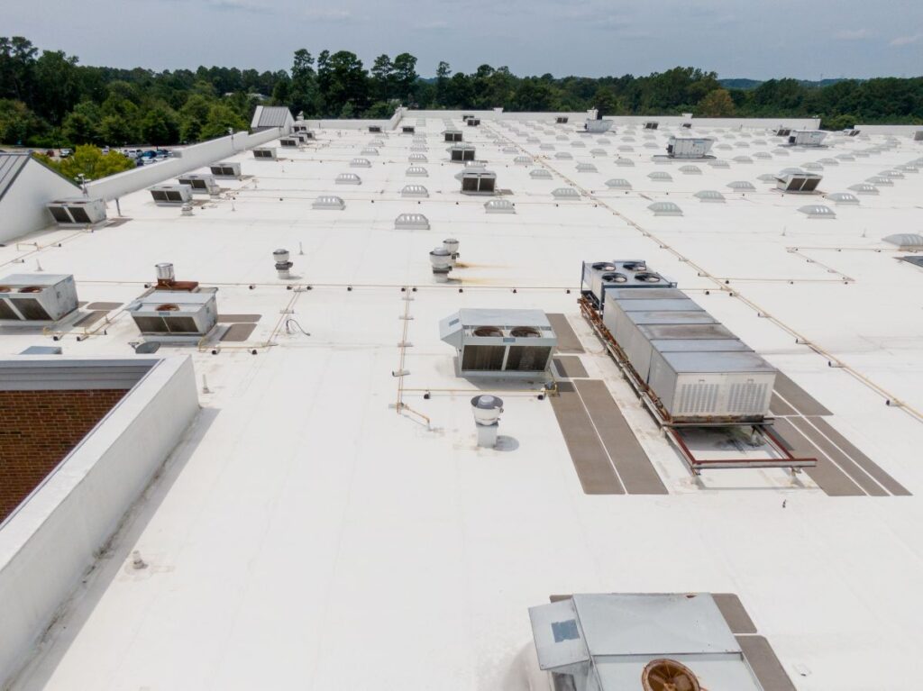 EPDM vs TPO white huge building roof HVAc system