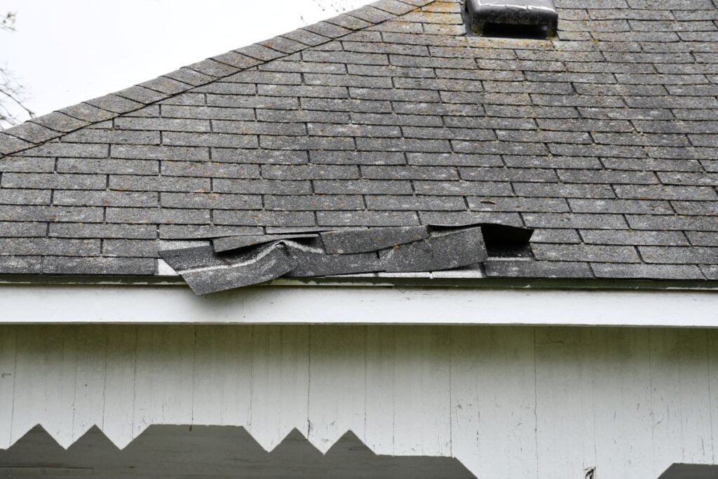 How to tarp a roof charcoal shingles missing storm damage hole