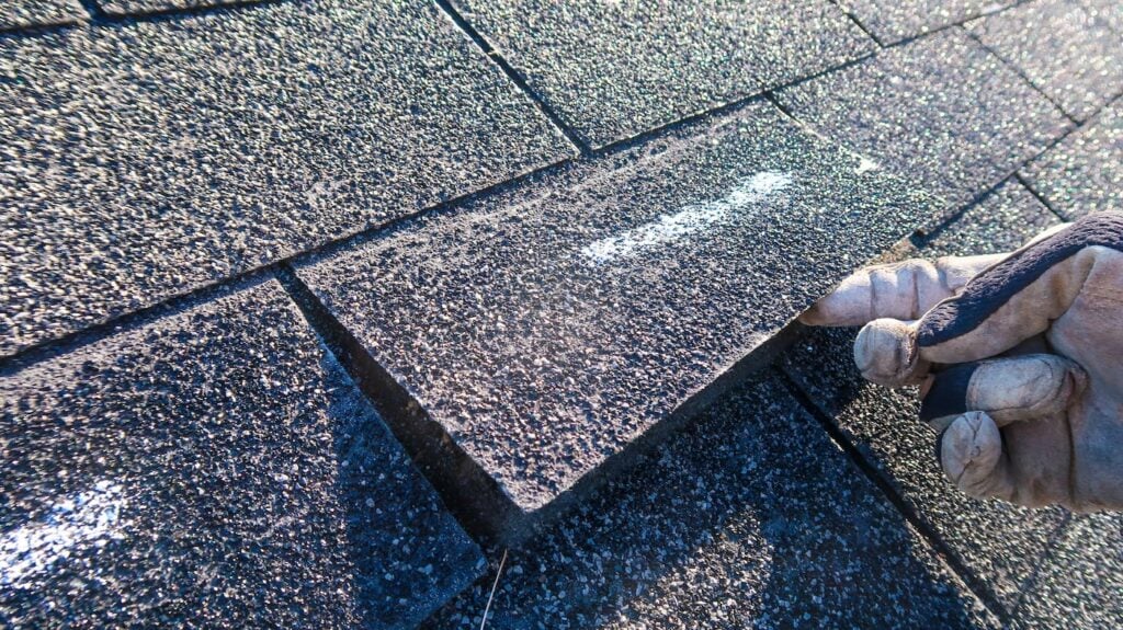 checking for lifted shingles on asphalt roof