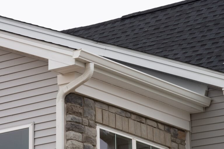 white plastic rain guttering system guttering drainage