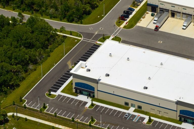 aerial view of tpo roofing