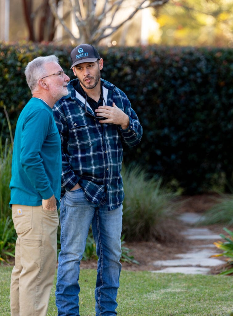 Quality Roofing Solutions CEO Brian Ward connecting with a homeowner