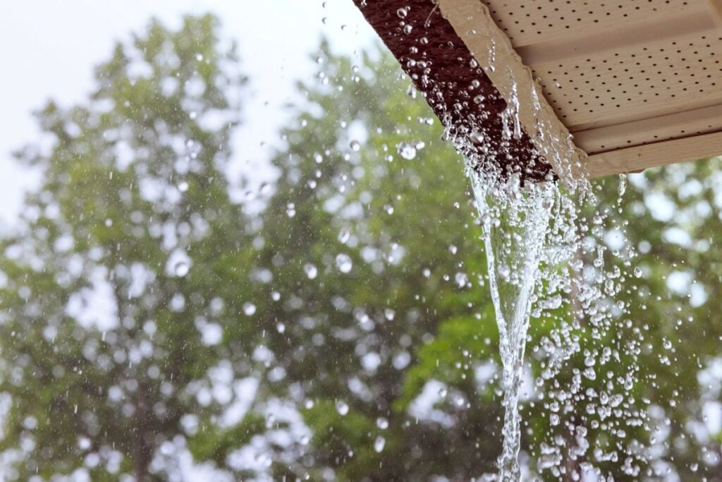 Water coming over the gutters