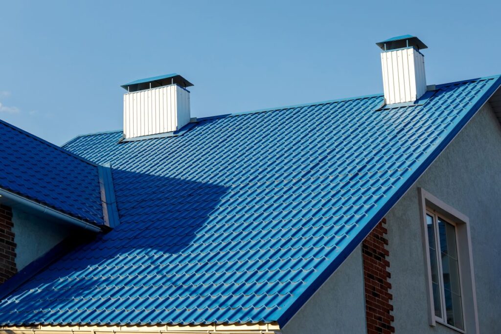blue house shingles roof