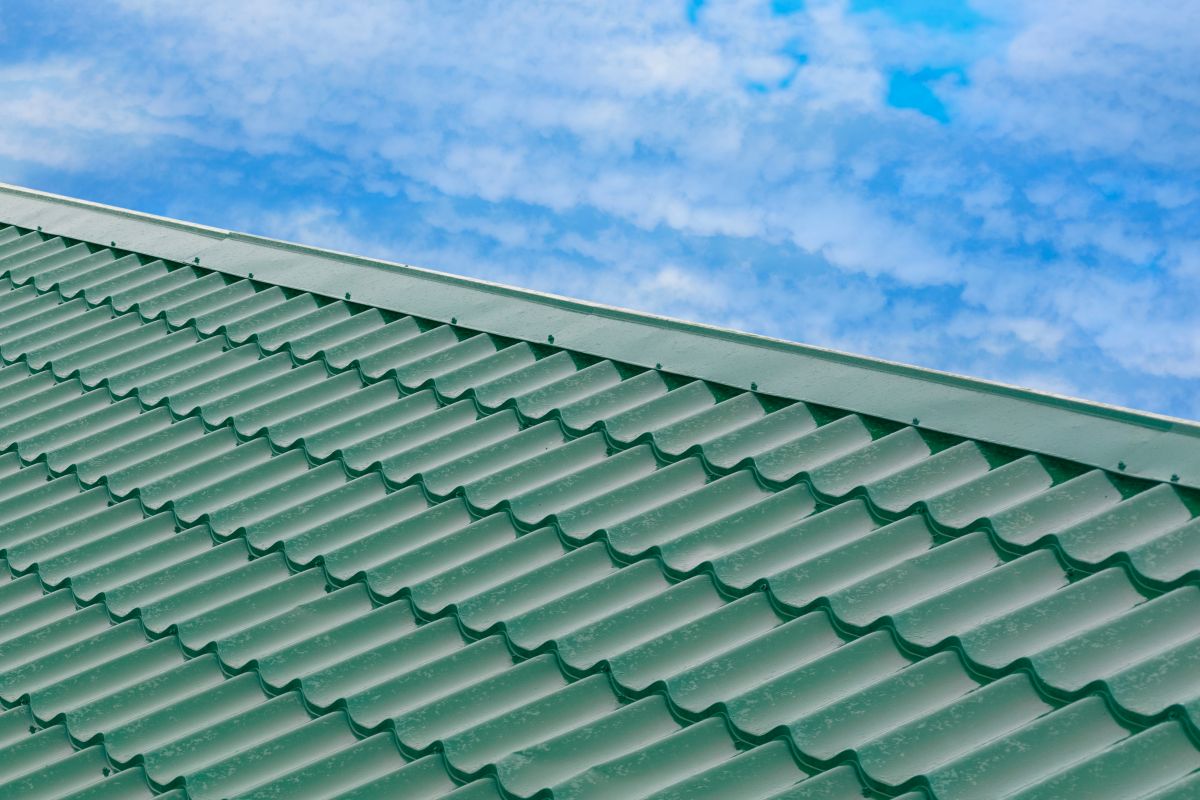 metal shingles dark green shingles roof
