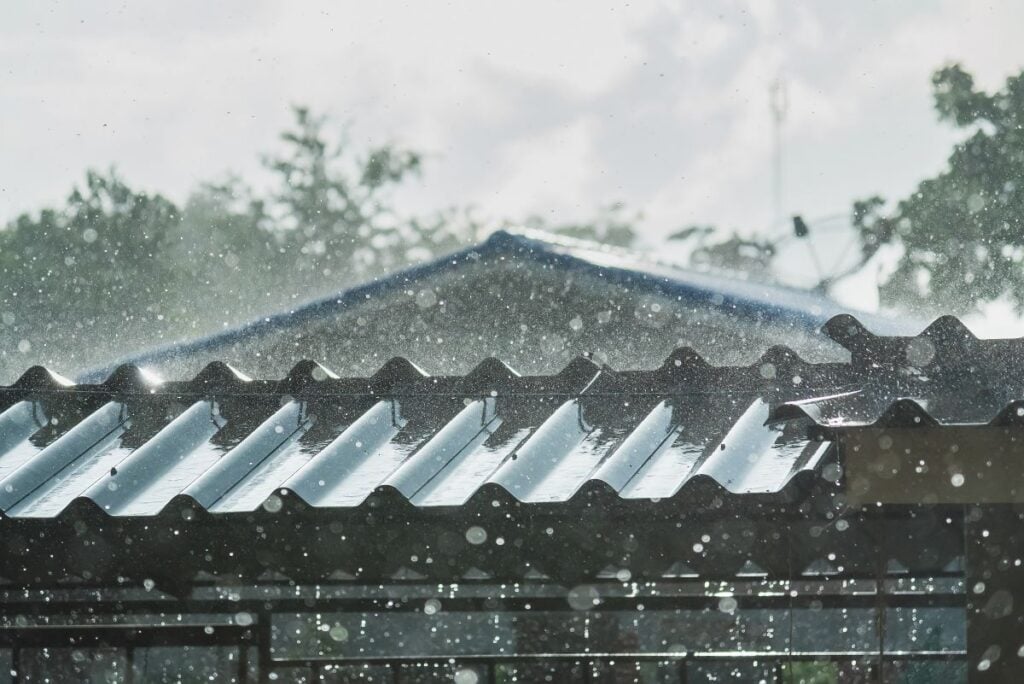 rainy day metallic roof