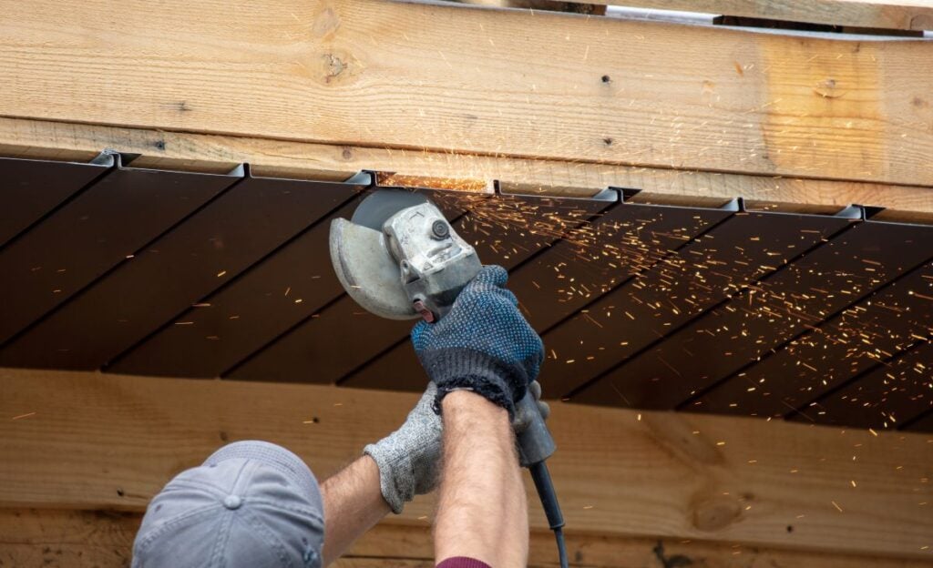 soffit repair using electric tool